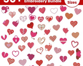 Mini Heart Embroidery Designs, Valentines Day, 14 Sizes, PES DST etc (Instant Download)