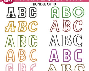 Applique Font Embroidery, Applique Alphabet Letters A-Z, Machine Embroidery Design, Embroidery Alphabet PES Font, 6 sizes, Instant Download