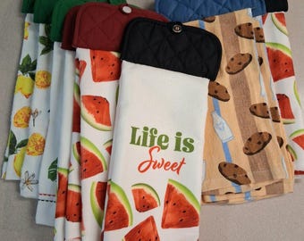 Decorative Hanging Kitchen Towels - no slip - see variations for options -
