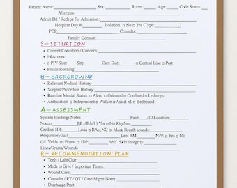 SBAR nurse Report Sheet