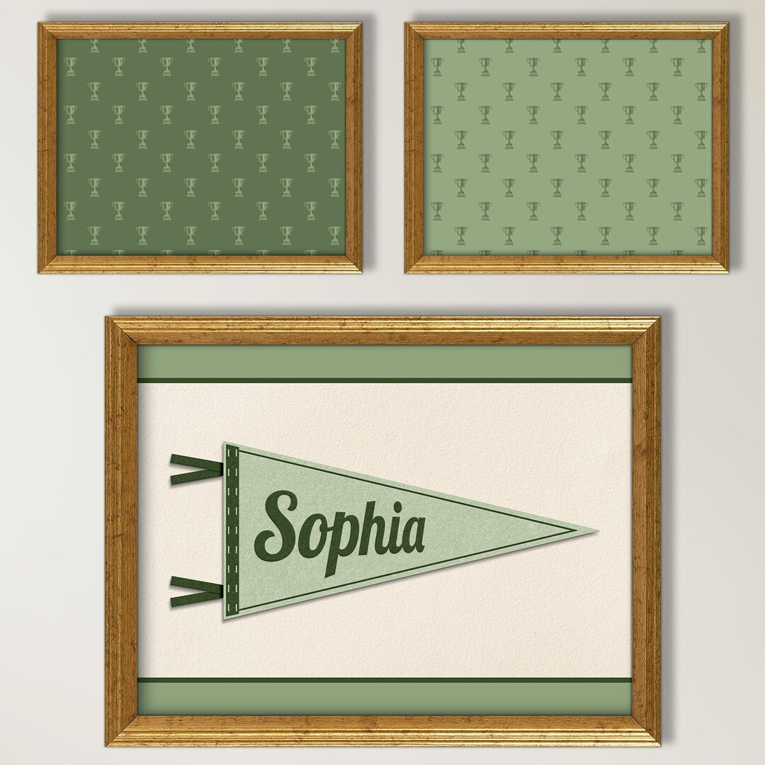 Pinnet Letters Personalized Name Print: Pennant & Script Letters (green) Sports ...