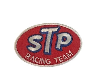 Vintage STP Racing Team Patch - Embroidered Iron-On Badge