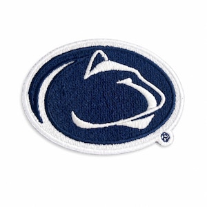 May include: Embroidered patch featuring the Penn State Nittany Lion logo. The patch is an oval shape with a navy blue background and a white outline. The logo is a white stylized lion.