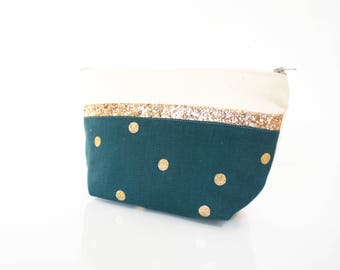 Trousse de toilette coton et lin motifs pois