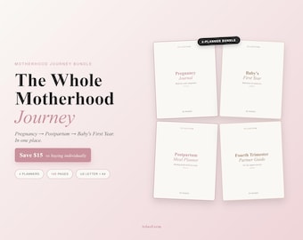 Pregnancy and New Mom Planner Bundle | Pregnancy Journal, Postpartum Recovery, Baby First Year PDF