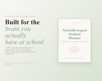 ADHD College Student Planner Printable | Neurodivergent Study System, Assignment Tracker, Exam Prep PDF