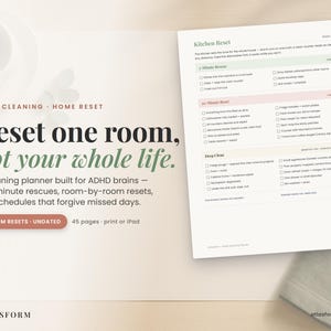 ADHD Cleaning Planner, Home Reset Checklist, Printable Schedule PDF