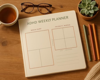 ADHD Weekly Reset Planner Printable | Brain Dump, Priority Matrix, Habit Tracker | Undated PDF