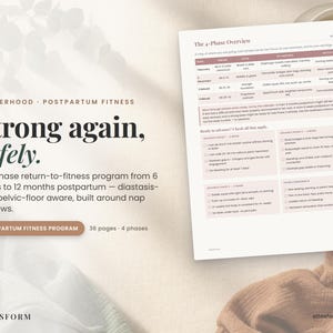 Postpartum Fitness Planner | Diastasis Safe 4 Phase Program PDF