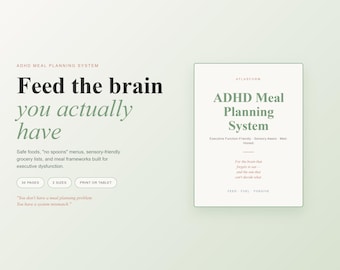 ADHD Meal Planner Printable | Neurodivergent Recipes, Grocery List, Executive Function Friendly PDF