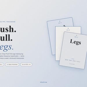 Push Pull Legs Training Log | 12-Week Hypertrophy Program, PPL Split (Digital Download)