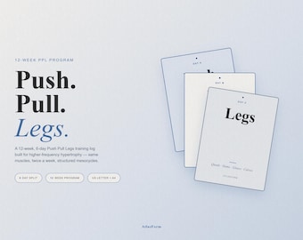 Push Pull Legs Training Log | 12-Week Hypertrophy Program, PPL Split (Digital Download)