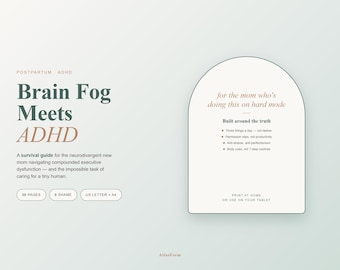 Postpartum ADHD Survival Guide | Neurodivergent New Mom Planner Printable | ADHD Brain Fog Workbook PDF
