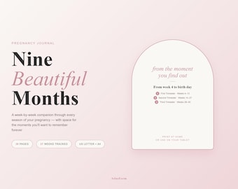 Pregnancy Journal | Week-by-Week Tracker, Birth Plan, Hospital Bag Checklist (Digital Download)