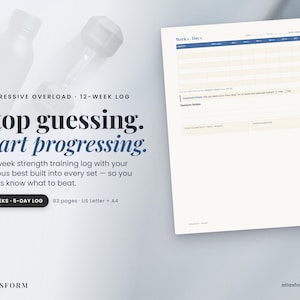 Progressive Overload Tracker | 12 Week Strength Training Log PDF