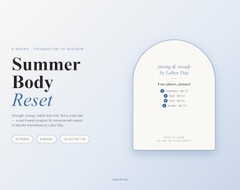 8 Week Summer Body Reset Planner | Fitness, Workout, Meal Prep, Habit Tracker (Digital Download)