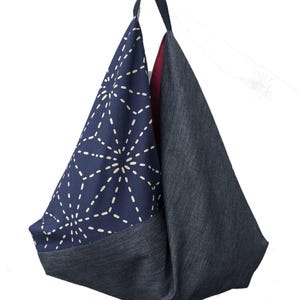 SAC ORIGAMI en tissu japonisant, geïmproviseerd motief traditioneel japonais, zak XXL, sac éco, sac de plage