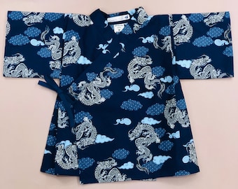 KIMONO BEBE, ENFANT, en tissu japonais, imprimé dragons