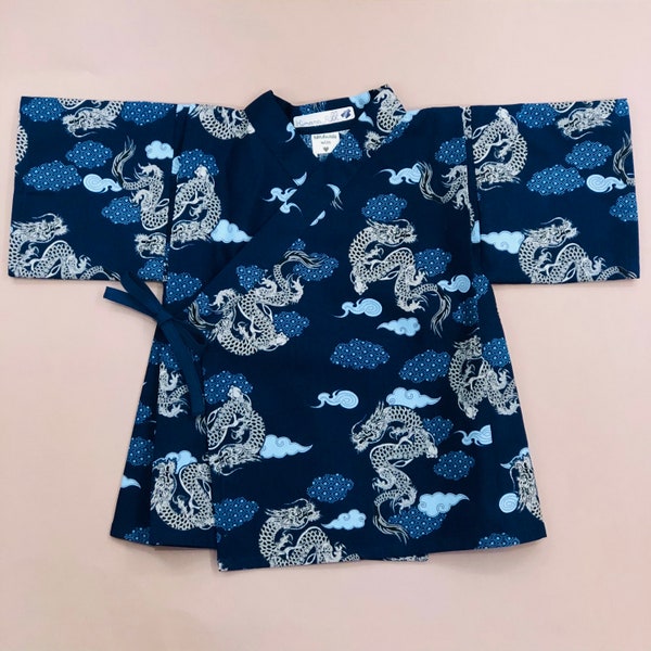 KIMONO BEBE, ENFANT, en tissu japonais, imprimé dragons