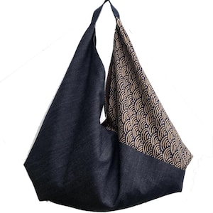 Sac ORIGAMI en tissu japonais traditionnel, zak XXL, sac éco, sac de plage,