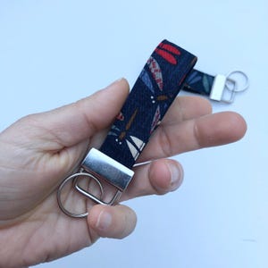 Porte clefs en tissu japonais, imprimé libellules