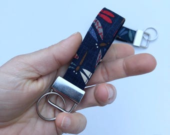 Porte clefs en tissu japonais, imprimé libellules