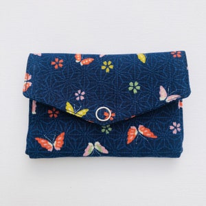 PORTE MONNAIE origami, en tissu japonais, imprimé papillons
