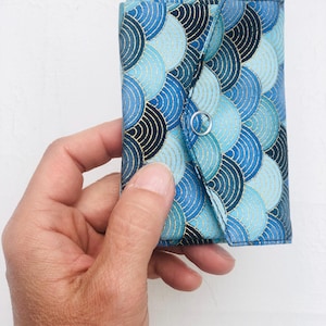 PORTE MONNAIE origami, en tissu japonisant, imprimé vagues