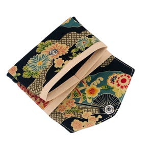PORTE MONNAIE origami, en tissu japonais, imprimé fleurs japonaises