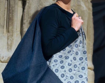 SAC ORIGAMI en tissu japonais tradicional, sac XXL, sac éco, sac de plage,