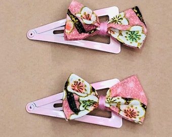 PAIRE de BARRETTES ENFANT, fait main, en tissu japonais,