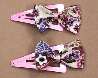 PAIRE de BARRETTES ENFANT, fait main, en tissu japonais,