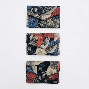 PORTE MONNAIE 折り紙、en tissu japonais、carpes koi