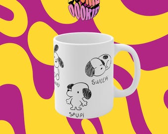 Taza de café con meme de perro Snobi Spupi Sweepy Snorpi Snubi Sbubi, taza de café con perro linda y divertida, regalo para amantes de las tazas de perros de dibujos animados Snoopy