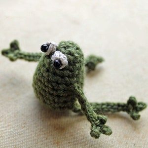 Hand Crocheted Lucky Frog Fridge Magnet Olive