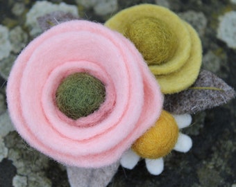 Handmade Felt Flowery Corsage Brooch