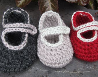 Crochet Pattern for Stripey Mary Jane Baby Shoe