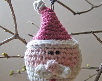 Crochet Pattern for Santa Christmas Bauble