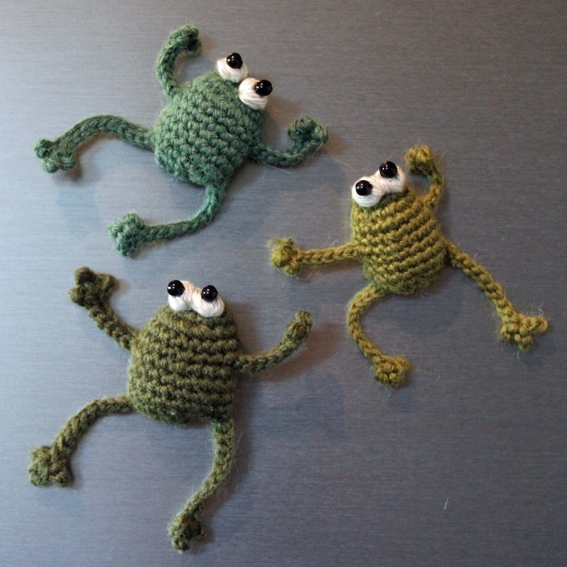 Hand Crocheted Lucky Frog Fridge Magnet image 2