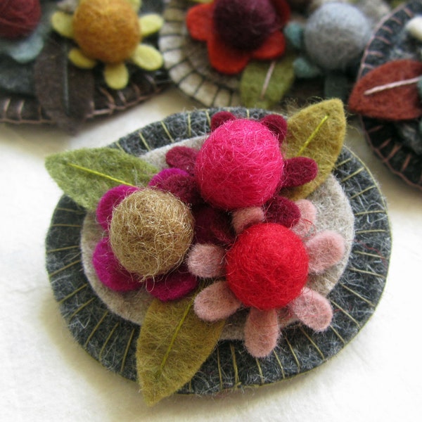 Handmade Felt Flower Bunch Brooch