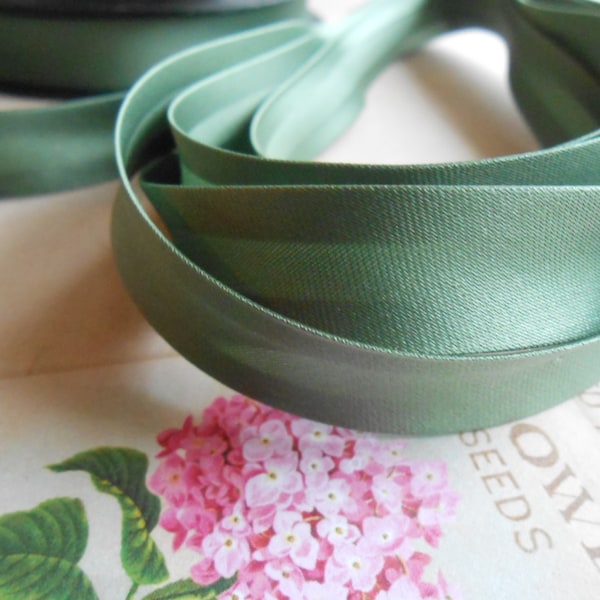 Satin Bias Tape Liant Sage Vert Double Plié