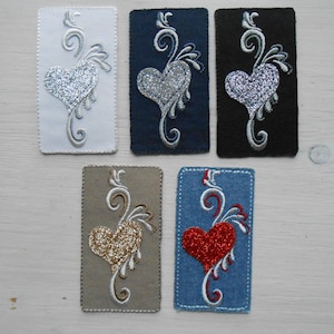 Applicazione Termoadesiva Ricamata Cuore Glitter