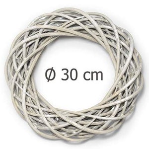 Natural Wicker Round Grey Wreath 12&quot;