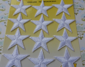 Parches bordados de estrellas blancas para planchar, 12 unidades
