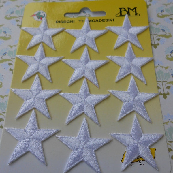Iron on White Stars Embroidered Patches 12 pcs