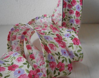 Ruban de biais pour reliure fleurs de coton 2,5 cm (1 po. de largeur) 5 yards plié en deux