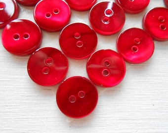 Buttons Mother of Pearl 6 pcs Red