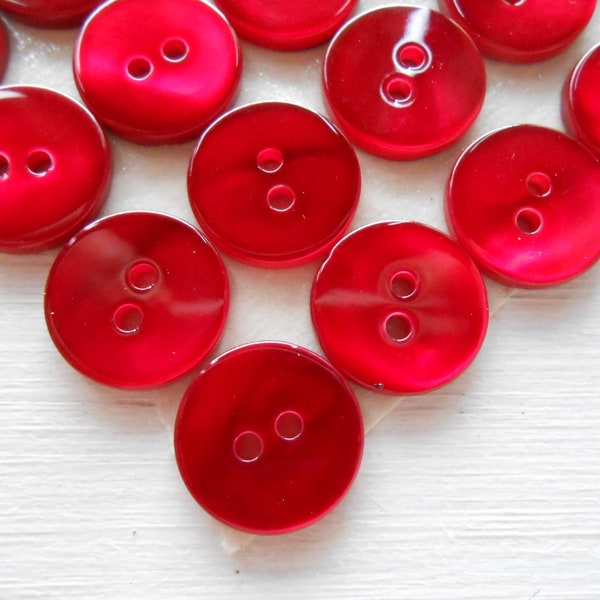 6 pcs Boutons Nacre Rouge