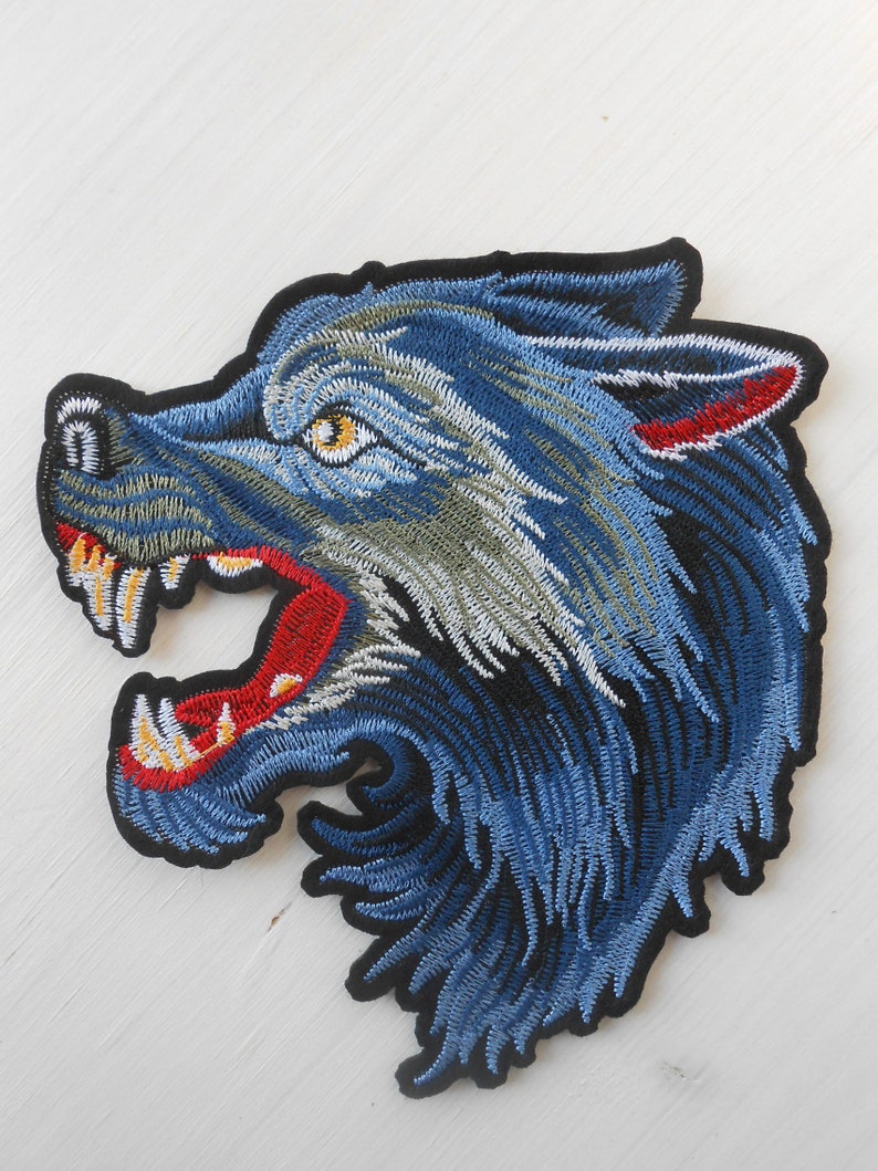 Wolf Iron on Embroidered Large Applique Etsy