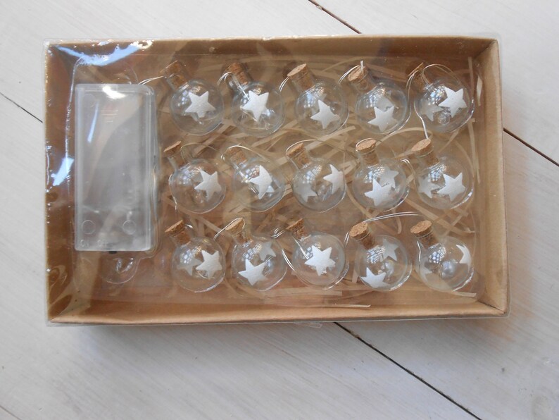 Christmas Lights String Glass Balls LED 15 Warm White Indoor Etsy